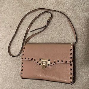 Valentino Rockstud Leather Shoulder Bag Nude (Poudre)